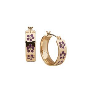 KARL LAGERFELD PARIS Gold-Tone Small Pavé Flower Hoop Earrings, 0.68"
